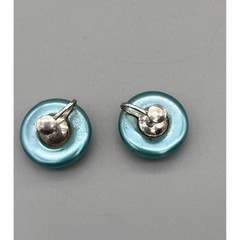 Vintage Button Style Screw Back Earrings Baby Blue Resin 1″