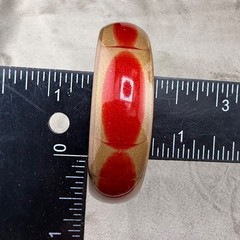 Vintage Bangle Bracelet Red Enamel Brass Tone 8.5”
