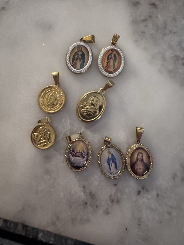 Vintage Religious Pendant Lot Stainless Steel Waterproof Antique