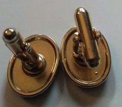 Vintage Gold Tone Oval Cufflinks Reddish Oval Set Bullet Back