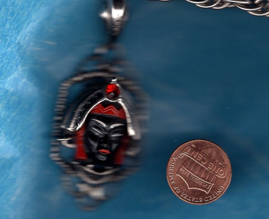 Retro Selro Selini 1950s Asian Blackface Silvertone Necklace with Chain
