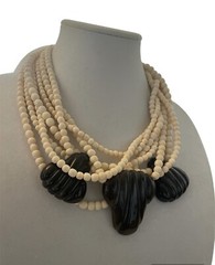 Gerda Lynggaard Monies Vintage Polished Bovine Bone And Horn Statement Necklace
