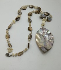 Vintage Shell Like Beaded Necklace 21in Costume Jewelry Beach Style Summer