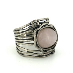 Didae Vintage White Jade, Sterling Silver Ring Sz. 8.25