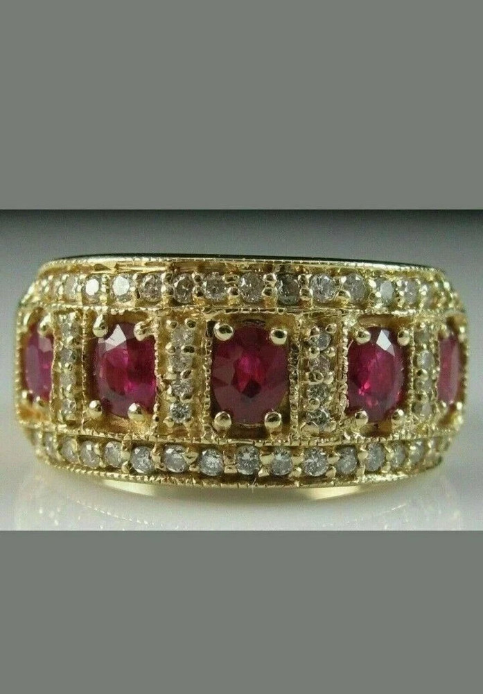 3.00 Ct Oval Cut Pink Ruby & Diamond Wedding Bridal Ring 14K Yellow Gold Plated