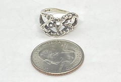 Vintage Sterling Silver Modernist Love Ring Sz 5.50 3.29g
