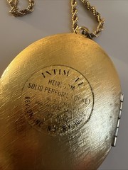 Vintage Revlon Perfume Locket Intimate Heirloom Gold Tone Chain Necklace