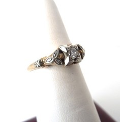 Antique EMPRESS Diamond .18 ct 14K Y/WG Ring Sz 6 * GAL Appraisal * Gift Box