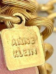 Vintage Anne Klein Gold Tone Triple Heart Charm Necklace Toggle Chain Statement