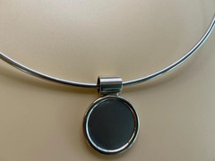 Vintage Choker Necklace Vintage 1990s 2.5mm Round Silver Collar Monogram Pendant
