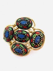 Sarah Coventry MOROCCAN Light of The East PIN BROOCH Glass Cabochons VTG 1968