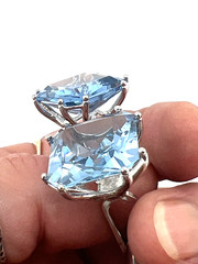 Sterling silver cufflinks with large faceted Blue Topaz gemstones 20mm unisex