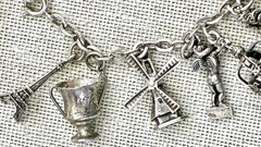 Vtg 800 Silver Charm Bracelet 900 Charms Travel Italy Europe Gondola Eiffel 50g