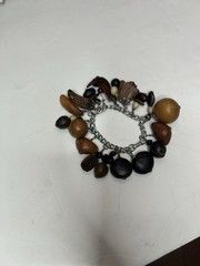 Vintage Nut Charm Bracelet 7” Nature Seed Pod Fruit Cluster Chain Jewelry
