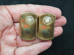 Vintage 1960’s Gold Tone Pink Marbleized Pierced Earrings