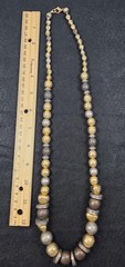 Vintage Y2K Chunky Mixed Metal Statement Necklace | 26″ Geometric Bicone Bead