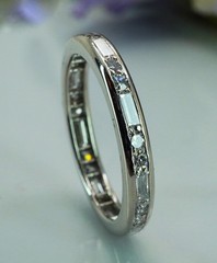 Vintage Platinum Baguette Round Diamond Eternity Ring Band VS-G Size 5.5