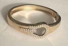 Vintage Tension Bangle Bracelet Cuff w/Crystals Horse Bit/Stirrup Equestrian