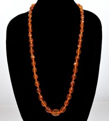 NATURAL FACETED HONEY AMBER BEAD NECKLACE C.1950