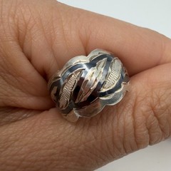 Rare Vintage USSR 875 Silver Kubachi Niello Ring Star Hallmark Size 9 2.79g