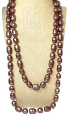 Set of 2 Light Purple Necklaces Plum Large Faux Pearl Beads Vintage 24″ 30″ Long