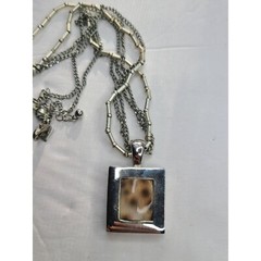Vintage Cookie Lee Multi-Strand Necklace With Square Leopard Print Pendant