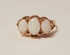 Vintage Colorful 1.03ctw Triple Opal 14K Yellow Gold Ring Size 7.75