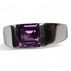 Vintage Sterling Silver 925 Purple Topaz Faceted Gemstone Ring Size 11.25