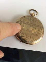 Antique Victorian Landscape Towne Scene PHOTO LOCKET – c.1860