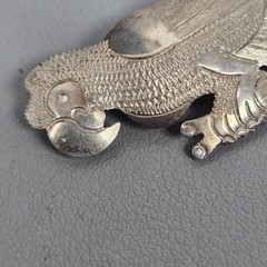 Vintage Hecno En Mexico Alpaca Silver Parrot Animal Bird Textured Pin Brooch