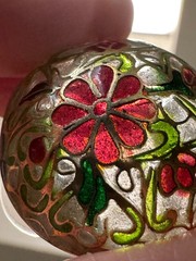 Plique-à-jour / Cloisonné style VINTAGE Enamel DOME Button PIERCED EARRINGS