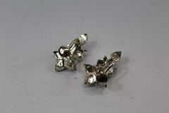 Clip On Earrings Silver-Tone Alloy With Clear & Blue Stones Vintage