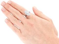 Antique 1.78 Ct Diamond and Platinum Marquise Cluster Ring Circa 1920
