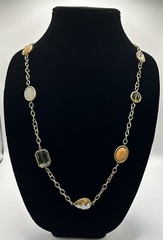 Vtg Estate Sale Cookie Lee Signed Chain Necklace With Shimmery Jewel Stations