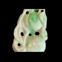 Chinese Vintage Hand Carved Jadeite Fruit Pendant Gold Bezel