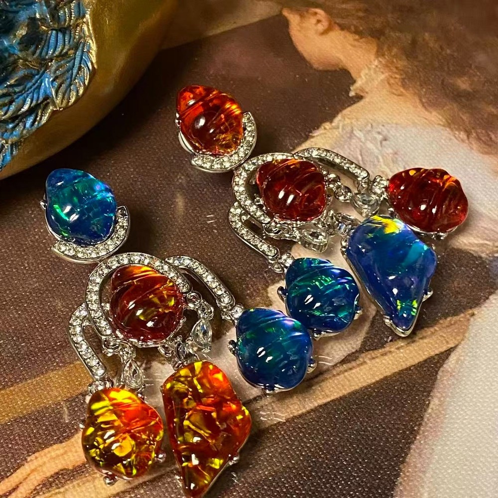 Vintage Abstract Statement Earrings Colorful Lucite Art Runway Jewelry