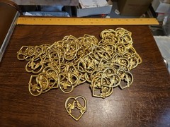 Lot Of 100 Hearts With Bird France Vintage 60s Brass Stampings Findings Jewelry