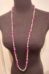 purple lavender bead & faux pearl 38″ necklace strand