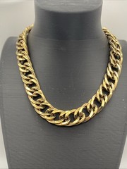 VINTAGE Sperry Chunky GOLD-TONE CURB LINK 15in NECKLACE – HEAVY Statement Runway