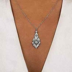 Art Deco Vintage Style 3Ct Lab Created Diamond Wedding 14K White Gold FN Pendant