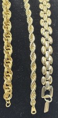 Vintage Chain Bracelet Lot Gold Tone Panther Link Rope Chains Stackable
