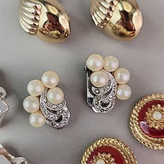 Vintage Clip On Earrings Lot of 4 Marvella Napier Sarah Coventry Faux Pearl