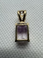 Vintage Emerald Cut Ametrine Purple & Clear Pendant with 10k Yellow Gold 2.46g