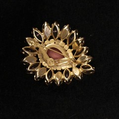 Lot of 4 Jelly AB Vintage Brooches 1.5-2.5″ Capri Pink Purple Green Teal Orange