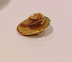 Vtg 12k G.F Small Round Brooch/necklace Pendant Flower CZ Stone Middle Initial H