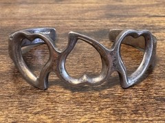 MEXICO 925 Sterling Silver – Triple Heart Cuff Bracelet – 31g