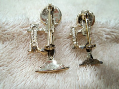 Vintage GERRY’S Telephone Pins, 2 Sizes, Gold Tone Metal, Red Crystals