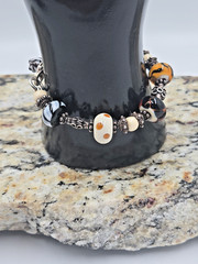 Vintage Sterling Lampwork Bracelet Jungle Africa Zebra 925 Estate