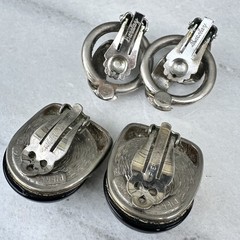 Vintage Modernist Clip-On Earrings Silver Tone Sculptural Barclay Pierre Cardin