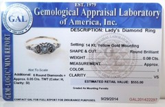 Antique EMPRESS Diamond .18 ct 14K Y/WG Ring Sz 6 * GAL Appraisal * Gift Box